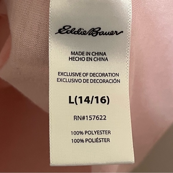 Girls Eddie Bauer Adventure waits Light Pink Pajama Top Shirt Bear Size Large 14 - Picture 7 of 9